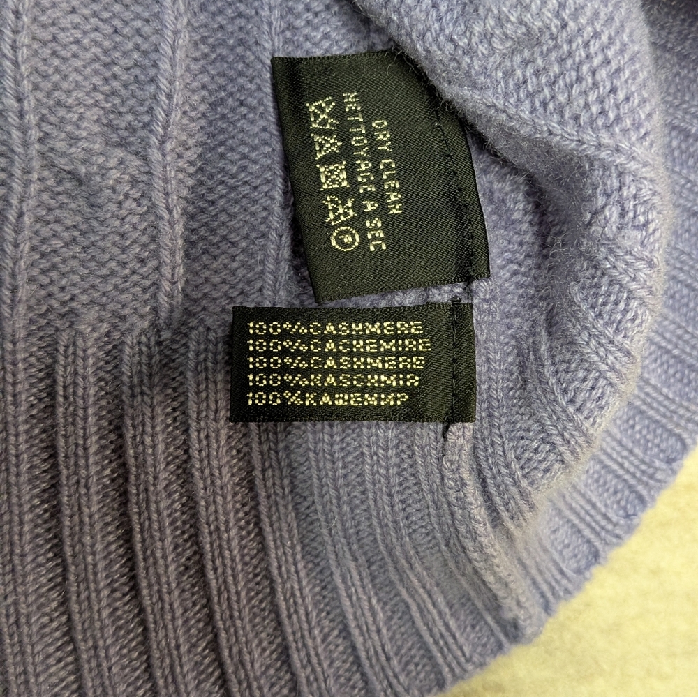 Ralph Lauren Cashmere Lavender Cable Knit Scoop Neck Short Sleeve Sweater - Picture 7 of 7